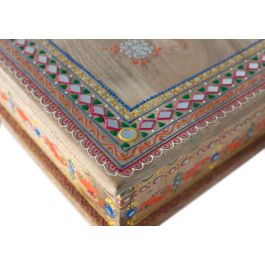 GINER Y COLOMER Table de Centre en Bois de Mango avec Détails Peints à la Main - Structure Robuste, Finition Artistique et Artisanale