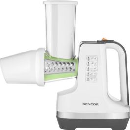 Sencor SSG 4500WH Robot de cuisine multifonction - Trancheuse et râpe électrique 150 W, 6 accessoires inclus (tube 57 mm), blanc