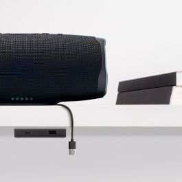 Emuca Connecteur USB A+C Linky (81x12mm), 5V DC 2A (10W), Plastique noir, Plastique