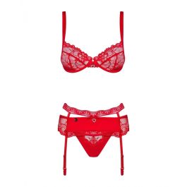Ensemble de Lingerie en Dentelle Obsessive Heartina Rouge L/XL