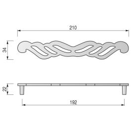 HERRAJES ALK Moustache Tirador Zamak 192Mm Bronce