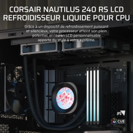 Corsair Nautilus RS LCD 240 mm - Watercooling processeur avec écran IPS, ventilateurs RS120 PWM, compatibilité Intel et AMD (Socket LGA 1851, AM5)