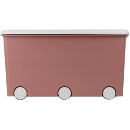 PLAYBOX Coffre de rangement Maxi avec roulettes, Thermobaby, grand coffre pour jouets, peluches, livres et rangement des chambres d'enfant - Rose