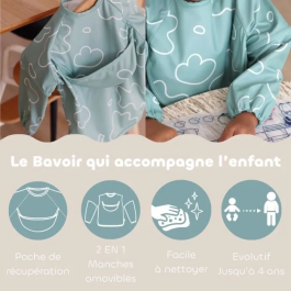 Beaba Coffret Cadeau 1er Repas Vert Sauge - Assiette Inox Incassable, Couverts Ergonomiques, Bavoir Évolutif et Boîte à Souvenirs - Pour Bébé dès 4 Mois