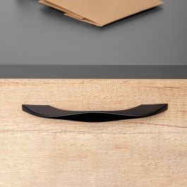 Emuca Lot de 8 poignées pour meubles Varna, L181mm, entraxe 160mm, Zamak, Peint en noir