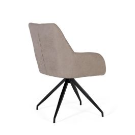 GINER Y COLOMER - Lot de 2 chaises de bureau pivotantes avec dossier rembourré en tissu gris et piètement en acier noir - Bureau - Rotation 360°