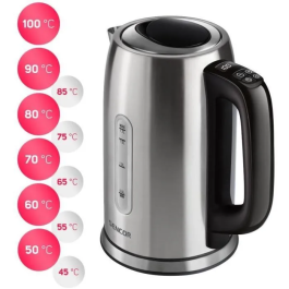 Sencor Bouilloire Électrique SWK 1760BK - 1,7 L - 2400 W - Réglage Température Numérique - Fonction Maintien au Chaud 240 min - Filtre Amovible