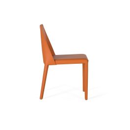 GINER Y COLOMER - Jeu de 2 Chaises Design à Assise en Simili Cuir Orange avec Pieds Antidérapants - H80 x L46 cm