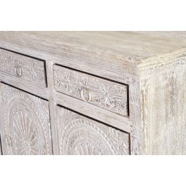 GINER Y COLOMER - Buffet 3 portes et 3 tiroirs en bois de manguier massif, finition blanc vieilli antique, dimensions 90 x 150 x 40 cm