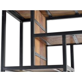 GINER Y COLOMER - Bibliothèque 1 porte battante en bois recyclé et métal noir - Noir et multicolore - 212 x 80 x 40 cm