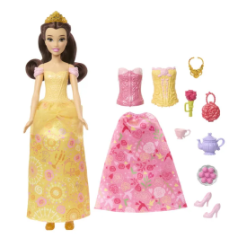 Disney Princess - Belle et ses tenues - Poupée Belle avec 2 tenues et 7 accessoires - Modèle JFJ82