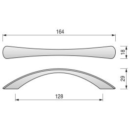 HERRAJES ALK Poignée Zamak Carlo C128 L164 RAL9006 Aluminium Mate