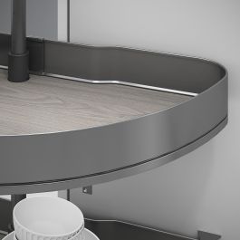 Emuca Jeu de plateaux tournants Harmony 1/2 lune, Module largeur 800mm, Hauteur réglable, Acier et Bois, Gris anthracite