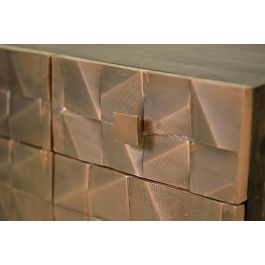 Giner y Colomer Buffet en bois massif de manguier avec ornements en bronze, 4 portes et 4 tiroirs, couleur marron foncé