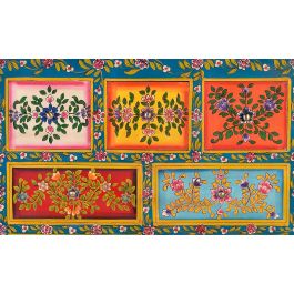 Giner y Colomer Commode 7 tiroirs et 2 portes en MDF et bois de mango peint à la main multicolore - 122 x 80 x 40 cm