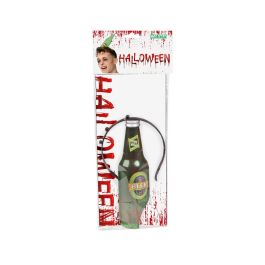Bandeau Accessoire Déguisement Halloween - Bouteille en Verre Brisée et Tête Sanguinolente - 26x17 cm - Élément Réaliste pour Costume Zombie, Victime ou Humour Noir
