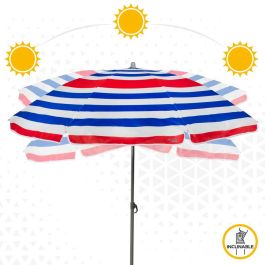Parasol de plage Aktive Bleu Rouge Multicouleur Argenté Ø 160 cm 160 x 167 x 160 cm (12 Unités)