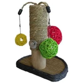 Tyrol TYR3281012067640 Arbre pour lapins en pommier 14 x 19 x 26 cm Bois, jonc marin, boules de rotin