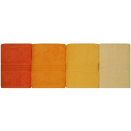 Set de 4 Serviettes de Main en Coton 100% - 50 x 90 cm - Jaune Vif - Douces et Absorbantes