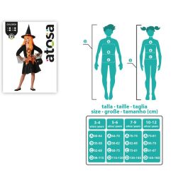 Déguisement Enfant Sorcière Fille Orange avec Robe Courte et Chapeau - Taille 10-12 Ans, Halloween, Polyester