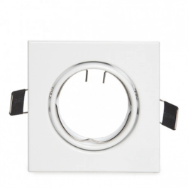 Aro Downlight Basculant Carré en Aluminium Blanc 83/83mm