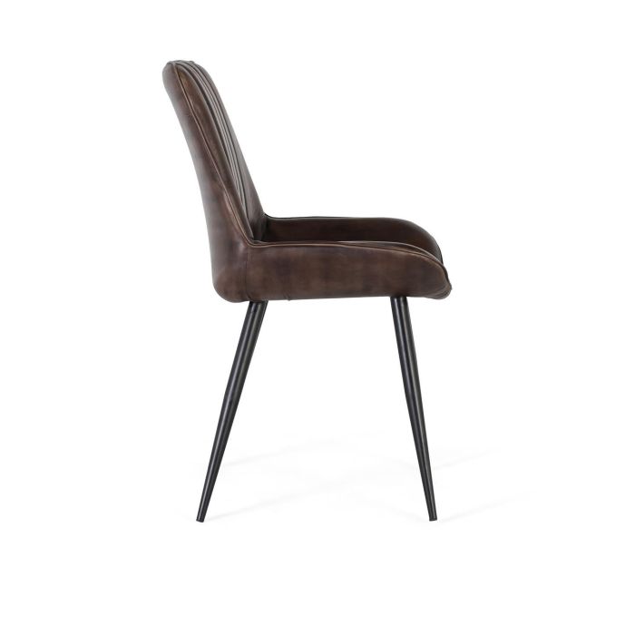 Giner y Colomer - Fauteuil en cuir véritable et métal, marron foncé - 87x53x63 cm - Détails artisanaux et finition avec nœuds naturels du bois 2
