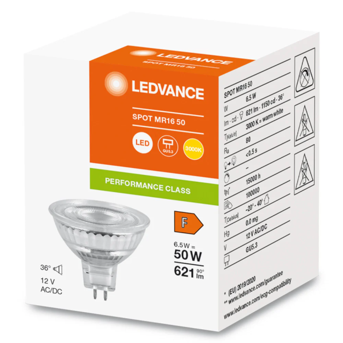 Ledvance/Osram [LVE-4099854047992] Ampoule LED Spot GU5,3 6,5W 621Lm 3000K 36° IP20 1