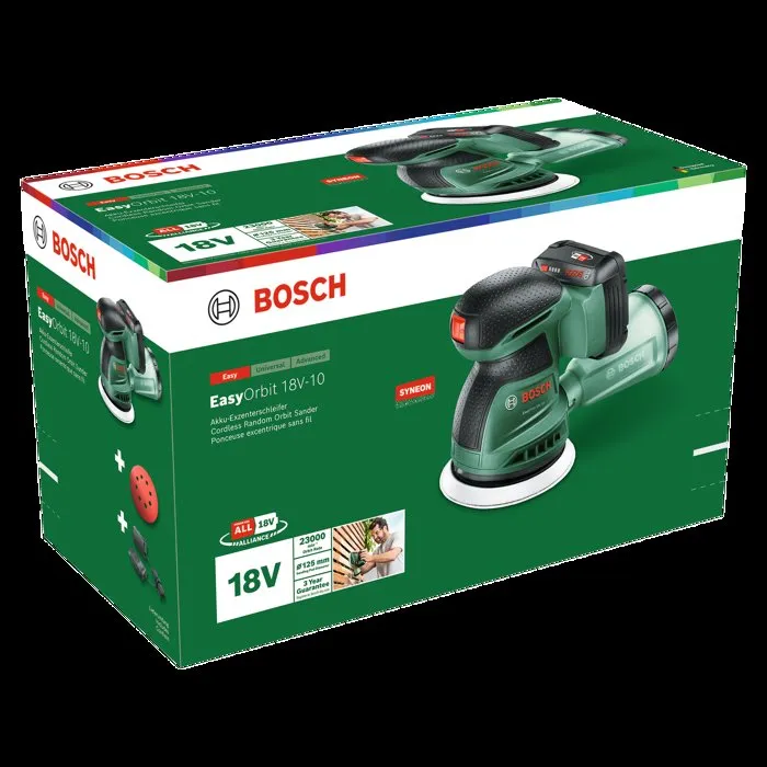Bosch EasyOrbit 18V10 - Ponceuse excentrique sans fil 125 mm 18 V - Kit avec 1 batterie 2.0 Ah et chargeur - POWER FOR ALL Bosch EasyOrbit 18V10 - Ponceuse excentrique sans fil 125 mm 18 V - Kit avec 1 batterie 2.0 Ah et chargeur - POWER FOR ALL