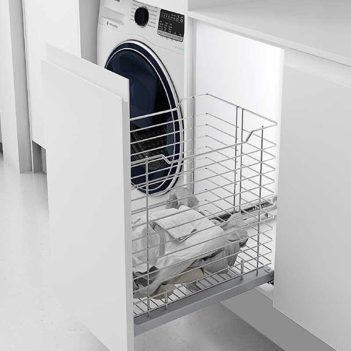 Tolva Ropa Classic M300 Cromo  Con Guia Oculta Ca, Extracción Total 30Kg. Sp16-19. Menage Confort 1