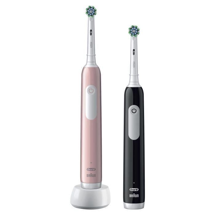 Oral-B Pro Series 1 Lot De Deux, Brosses a Dents Électriques Rose Et Noire, 2 Brossettes, Conçue Par Braun 1