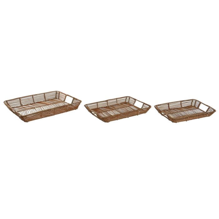 Jeux de plateaux Home ESPRIT Naturel Métal 44 x 32 x 6 cm (3 Unités) 0 Jeux de plateaux Home ESPRIT Naturel Métal 44 x 32 x 6 cm (3 Unités) 0