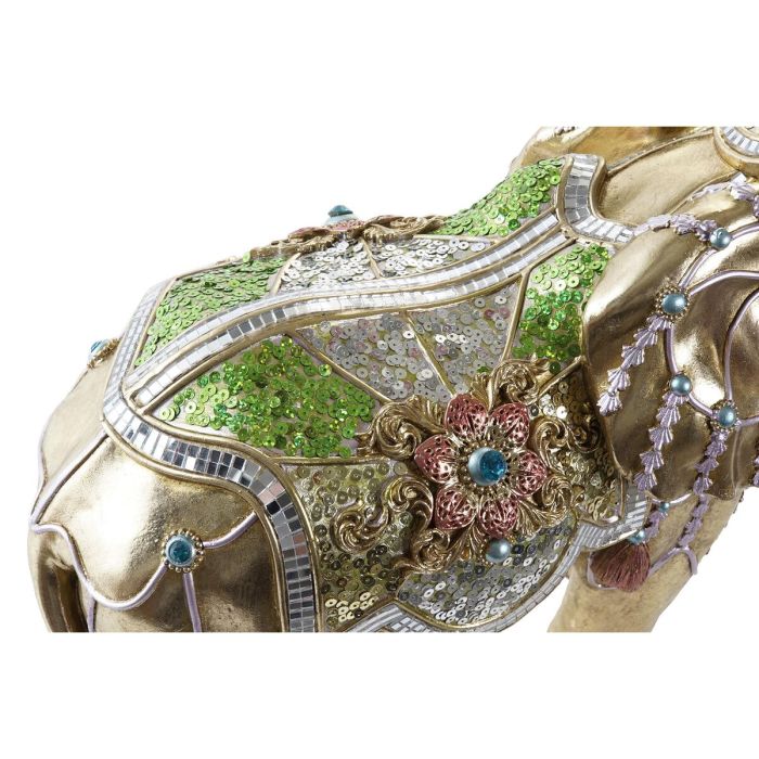 Figurine Décorative DKD Home Decor Eléphant Doré Résine Multicouleur (45,5 x 20 x 35 cm) (2 Unités) 1