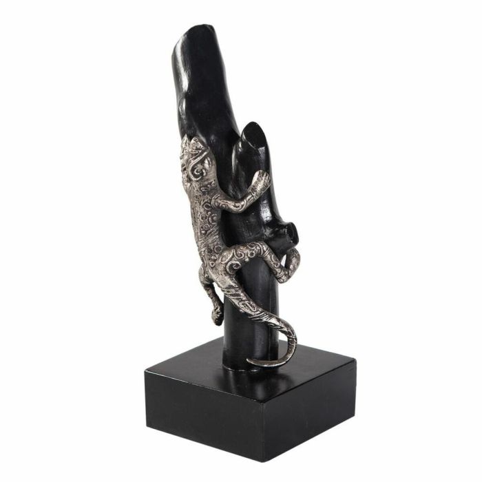 Figurine Décorative Alexandra House Living Noir Argenté Lézard 17 x 32 x 13 cm