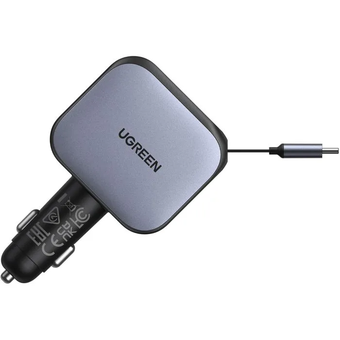 UGREEN Chargeur Allume-Cigare 145W avec Câble USB-C Rétractable - Recharge Rapide pour Smartphone, Tablette et PC Portable USB-C PD UGREEN Chargeur Allume-Cigare 145W avec Câble USB-C Rétractable - Recharge Rapide pour Smartphone, Tablette et PC Portable USB-C PD