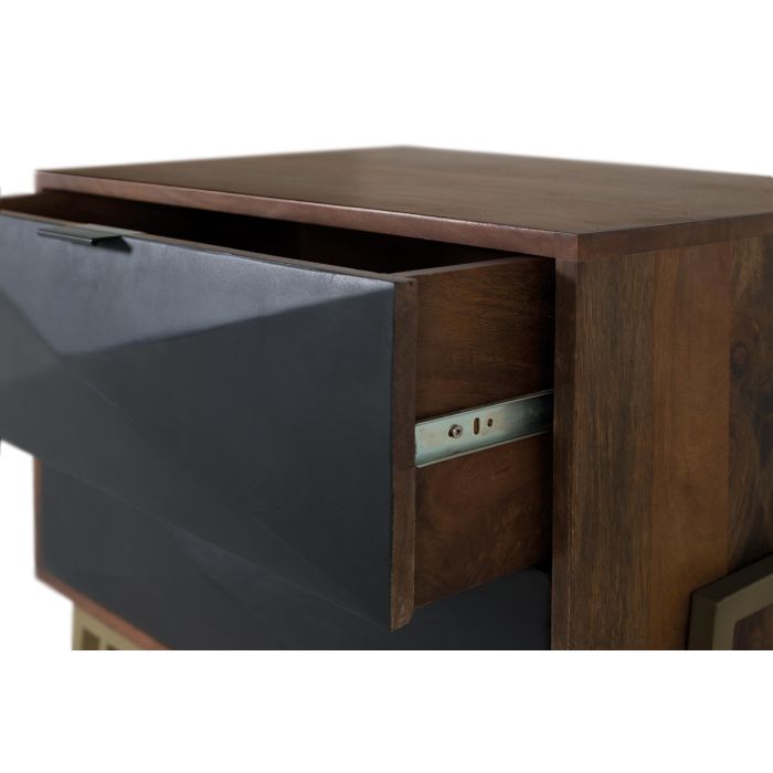 GINER Y COLOMER Table de Nuit en Bois de Mango avec Tiroirs et Structure en Fer Noir - Détails Géométriques, Dimensions 59x54x37 cm, Guidages Métal 3 GINER Y COLOMER Table de Nuit en Bois de Mango avec Tiroirs et Structure en Fer Noir - Détails Géométriques, Dimensions 59x54x37 cm, Guidages Métal 3