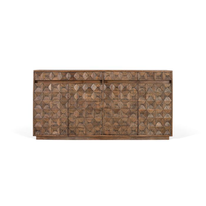 GINER Y COLOMER - Buffet en bois de manguier avec finition vieillie, 4 tiroirs et 4 portes, couleur noyer - Meuble de rangement élégant et fonctionnel 0 GINER Y COLOMER - Buffet en bois de manguier avec finition vieillie, 4 tiroirs et 4 portes, couleur noyer - Meuble de rangement élégant et fonctionnel 0