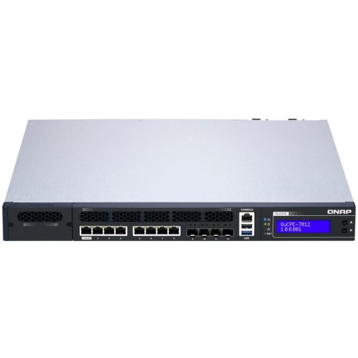 QNAP QuCPE-7012-D2146NT-32G Intel Xeon D-2146NT 8x2.5GbE RJ45 ports and 4x10GbE SFP+ ports 1x network module 1x PCIe Gen3 x8 6