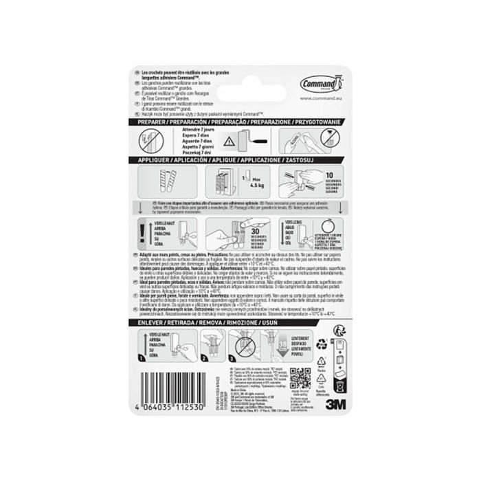 Crochet pour suspendre 3M 4,5 Kg Blanc Plastique (1 Unité) 1 Crochet pour suspendre 3M 4,5 Kg Blanc Plastique (1 Unité) 1