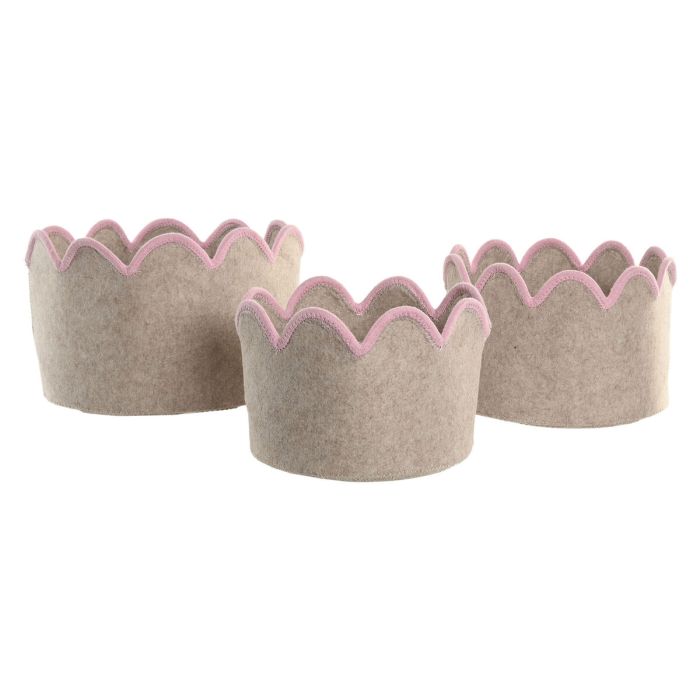 Set de basket Home ESPRIT Bleu Vert Beige Rose Enfant 30 x 30 x 20 cm (3 Pièces) (3 Unités) 1
