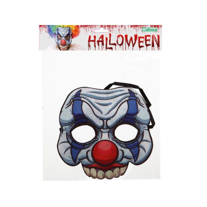 Masque de Clown Effrayant avec Dents Pointues et Cheveux Multicolores - Déguisement Halloween, Fêtes et Maisons Hantées