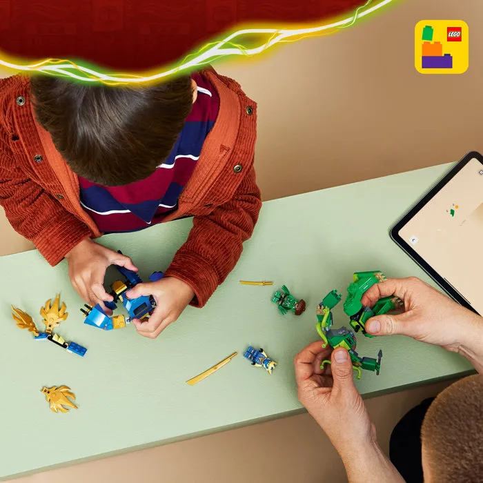 Lego NINJAGO 71853 Le Combat du Robot Dragon de Jay, Jeu de Construction avec 2 Robots et 2 Minifigurines, Cadeau Enfant 4 ans et plus