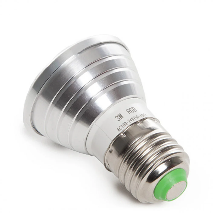 Ampoule LED E27 3W RGB avec Contrôle à Distance, 40.000H [PL187220-E27]