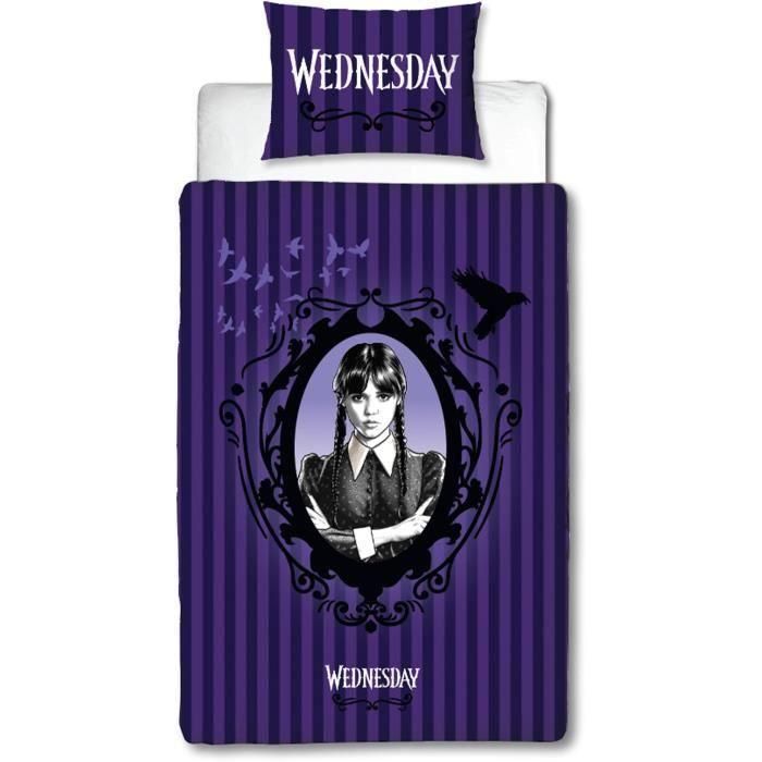 Parure de lit réversible - MERCREDI - Microfibre - 1 housse de couette 140 x 200 cm + 1 taie 63 x 63 cm 2