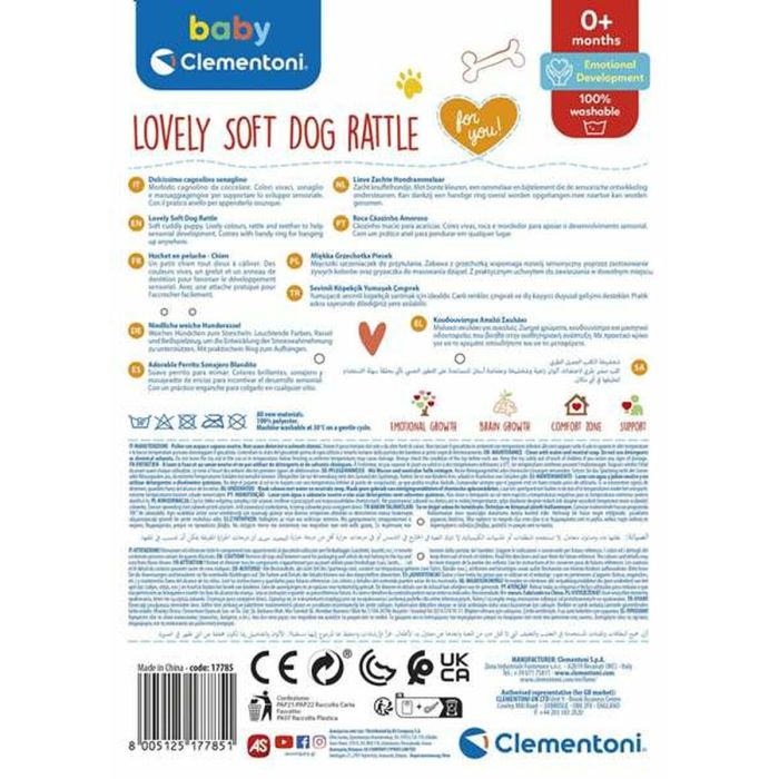 Peluche Hochet Clementoni Lovely Dog 18 x 25 x 6 cm 1 Peluche Hochet Clementoni Lovely Dog 18 x 25 x 6 cm 1