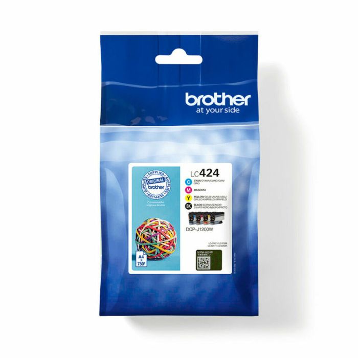 Brother Pack de 4 cartouches LC424VAL Noir, Cyan, Magenta, Jaune Haute capacité 750 pages Pour DCP-J1200W