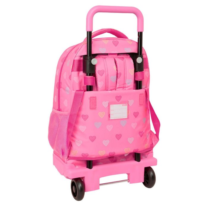 Cartable à roulettes Benetton Heart Rose 33 x 45 x 22 cm 2