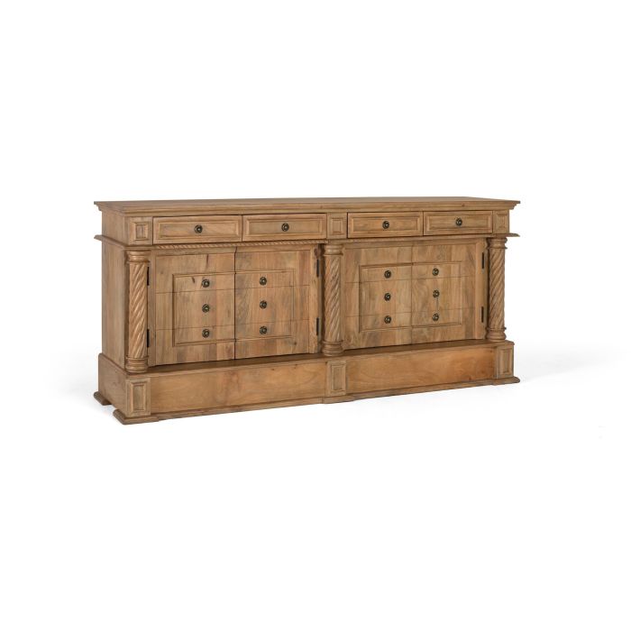GINER Y COLOMER Buffet 4 tiroirs et 4 portes en bois de manguier massif 200 cm - Couleur Naturelle, Meuble Artisanal en Bois Récupéré 2