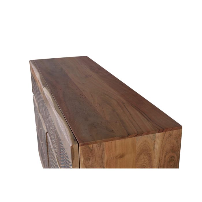 GINER Y COLOMER Commode 6 tiroirs en acacia avec pattes en métal, finition naturelle et décor sculpté main, L125 x P40 x H86 cm 5 GINER Y COLOMER Commode 6 tiroirs en acacia avec pattes en métal, finition naturelle et décor sculpté main, L125 x P40 x H86 cm 5