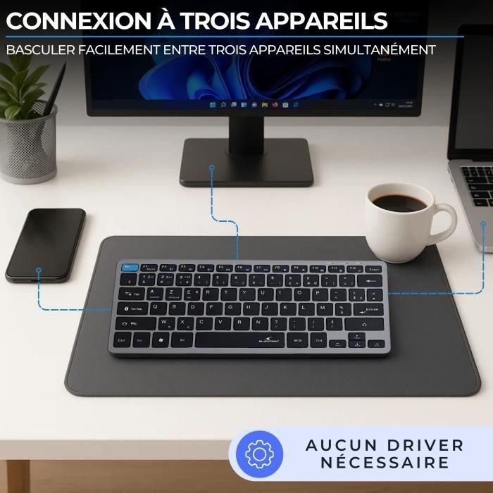 Ensemble Clavier Souris sans fil - BLUESTORK - Pack Mini - Bluetooth & Dongle - Ultra fin et léger - Nomade Télétravail 1