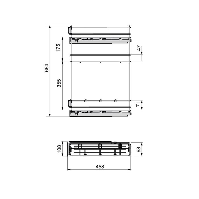 Emuca porte-bouteilles extractible SupraMax avec fermeture à amortie, gauche, 3 plateaux, module 150mm, Acier, Chromé 5 Emuca porte-bouteilles extractible SupraMax avec fermeture à amortie, gauche, 3 plateaux, module 150mm, Acier, Chromé 5